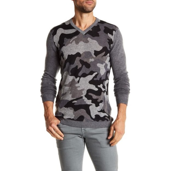 Autumn Cashmere Other - Autumn Cashmere Camo Inked Cashmere V-Neck Sweater